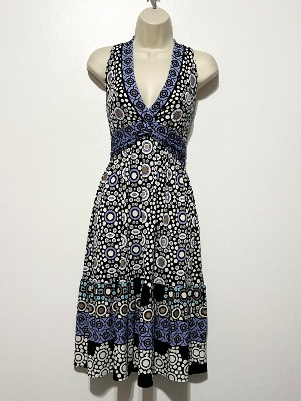 Donna Morgan Womens Tiered Babydoll Dress 6 Hippie Boho Beachy Resort Printed